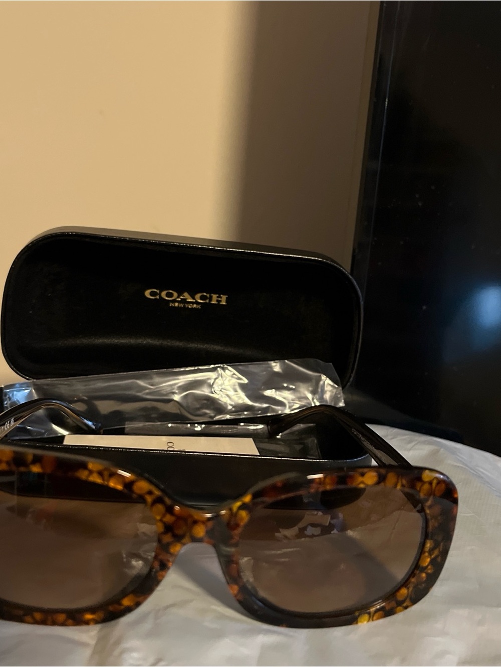 Coach Tortoise Frame Sunglasses with Brown Gradient Lenses
